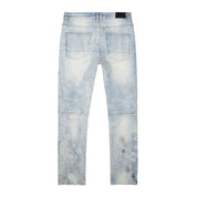 Smoke Rise Laser Print Paisley Jeans - Sherman Blue