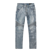 Smoke Rise Iridescent Moto Jeans - Iridescent Blue