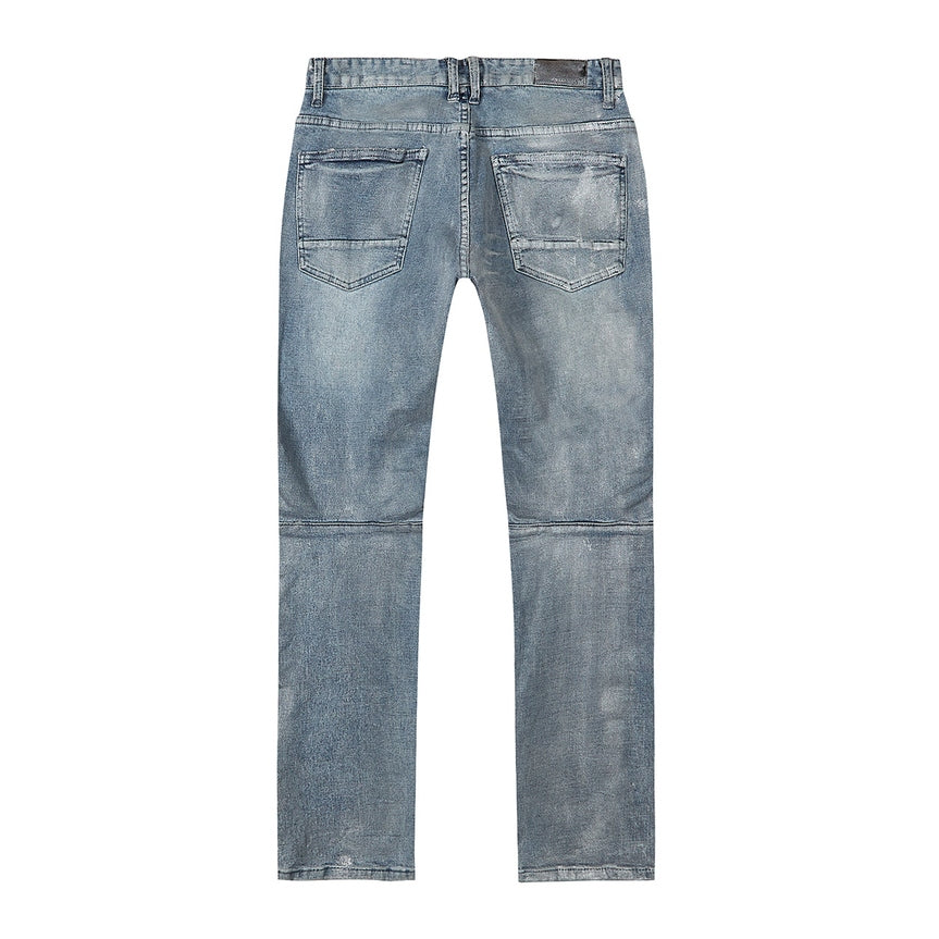 Smoke Rise Iridescent Moto Jeans - Iridescent Blue