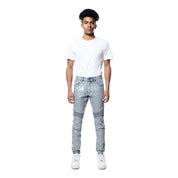 Smoke Rise Iridescent Moto Jeans - Iridescent Blue