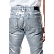 Smoke Rise Iridescent Moto Jeans - Iridescent Blue