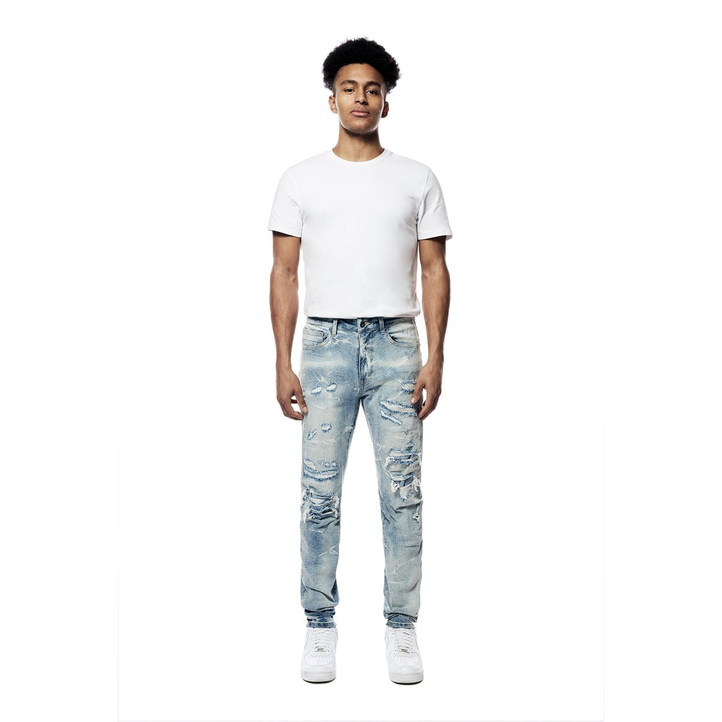 Smoke Rise Rip & Repaired Lightning Washed Denim Jeans