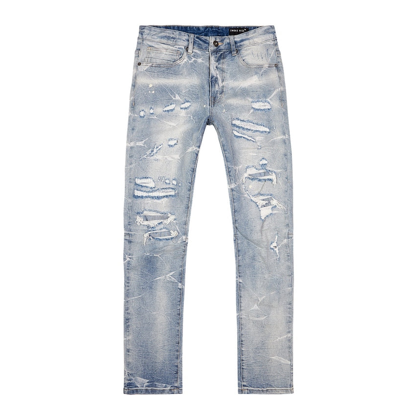 Smoke Rise Rip & Repaired Lightning Washed Denim Jeans