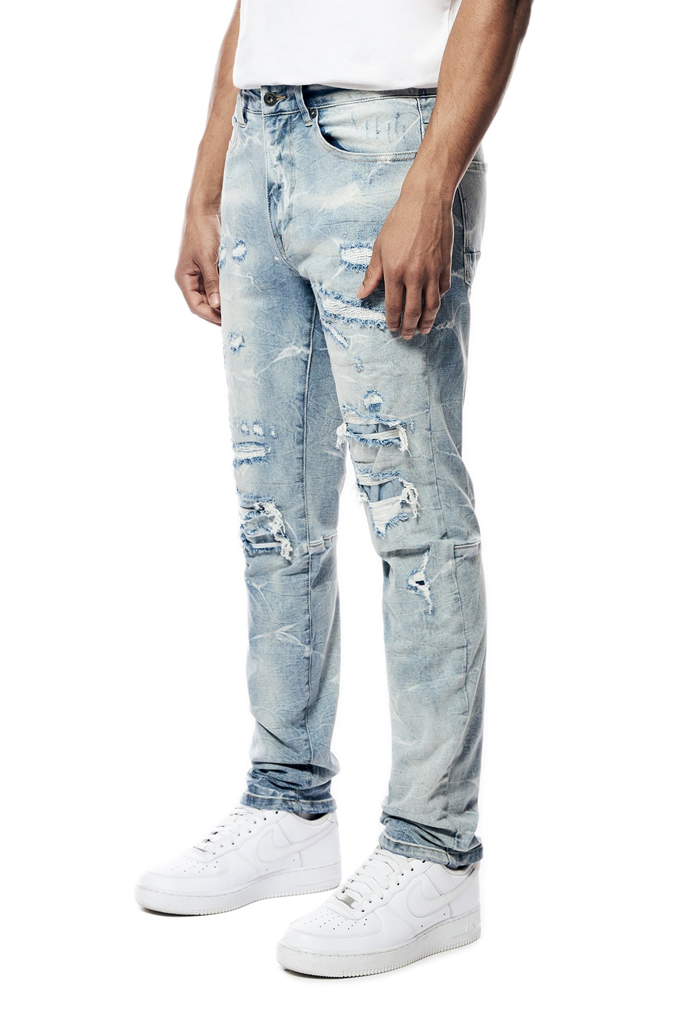 Rip & Repaired Lightning Washed Denim Jeans – SMOKERISENY.COM