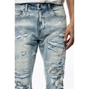 Smoke Rise Rip & Repaired Lightning Washed Denim Jeans