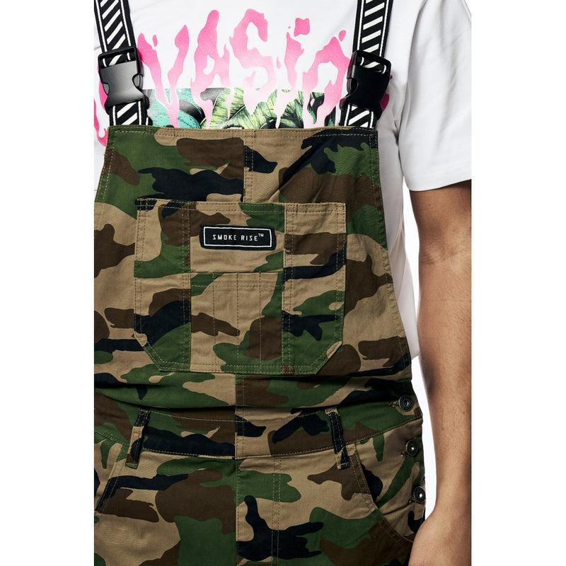 Printed Utility Twill Cargo Overalls