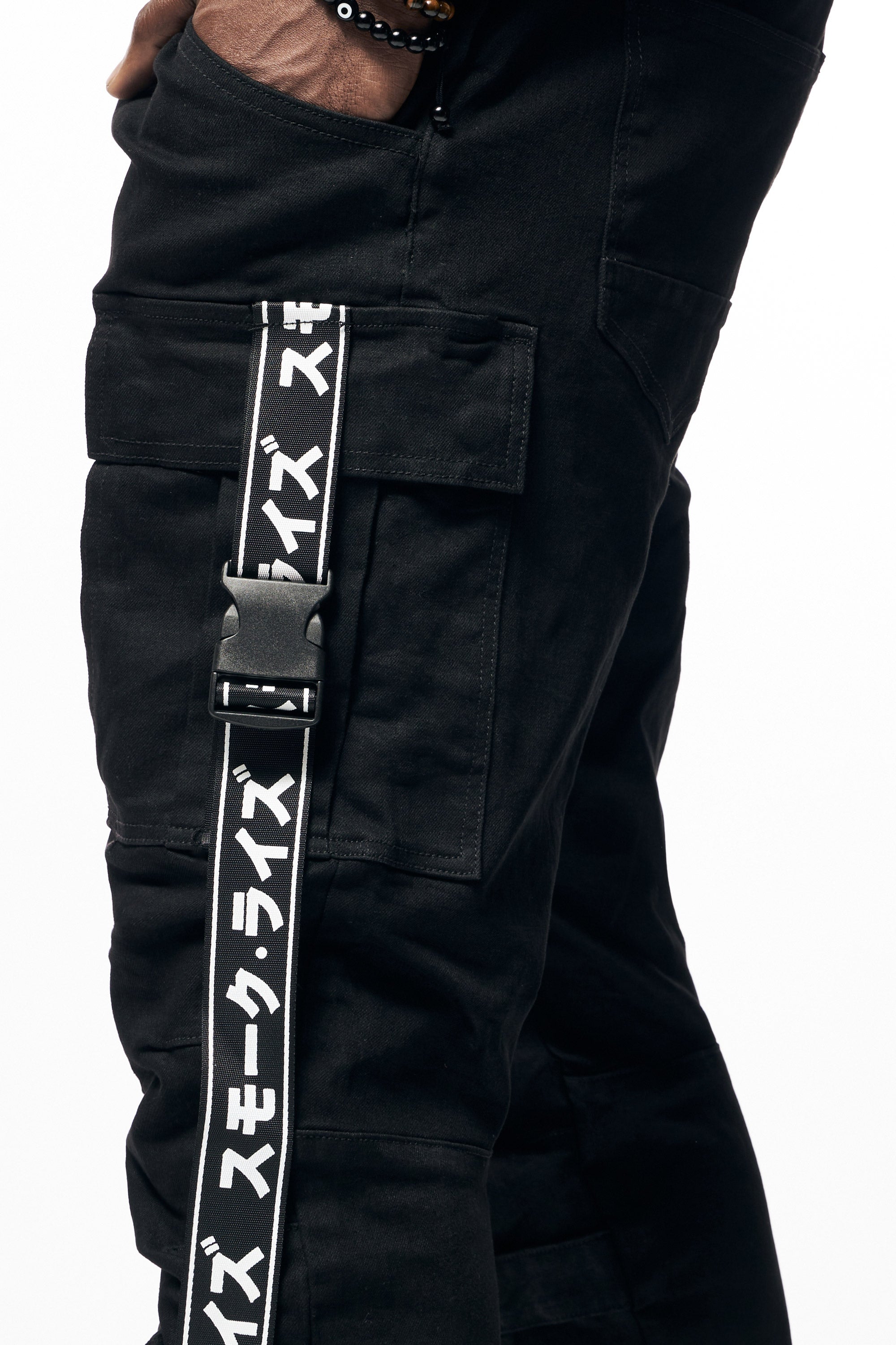 Mens Multi Cargo Fashion Twill Overalls - Black
