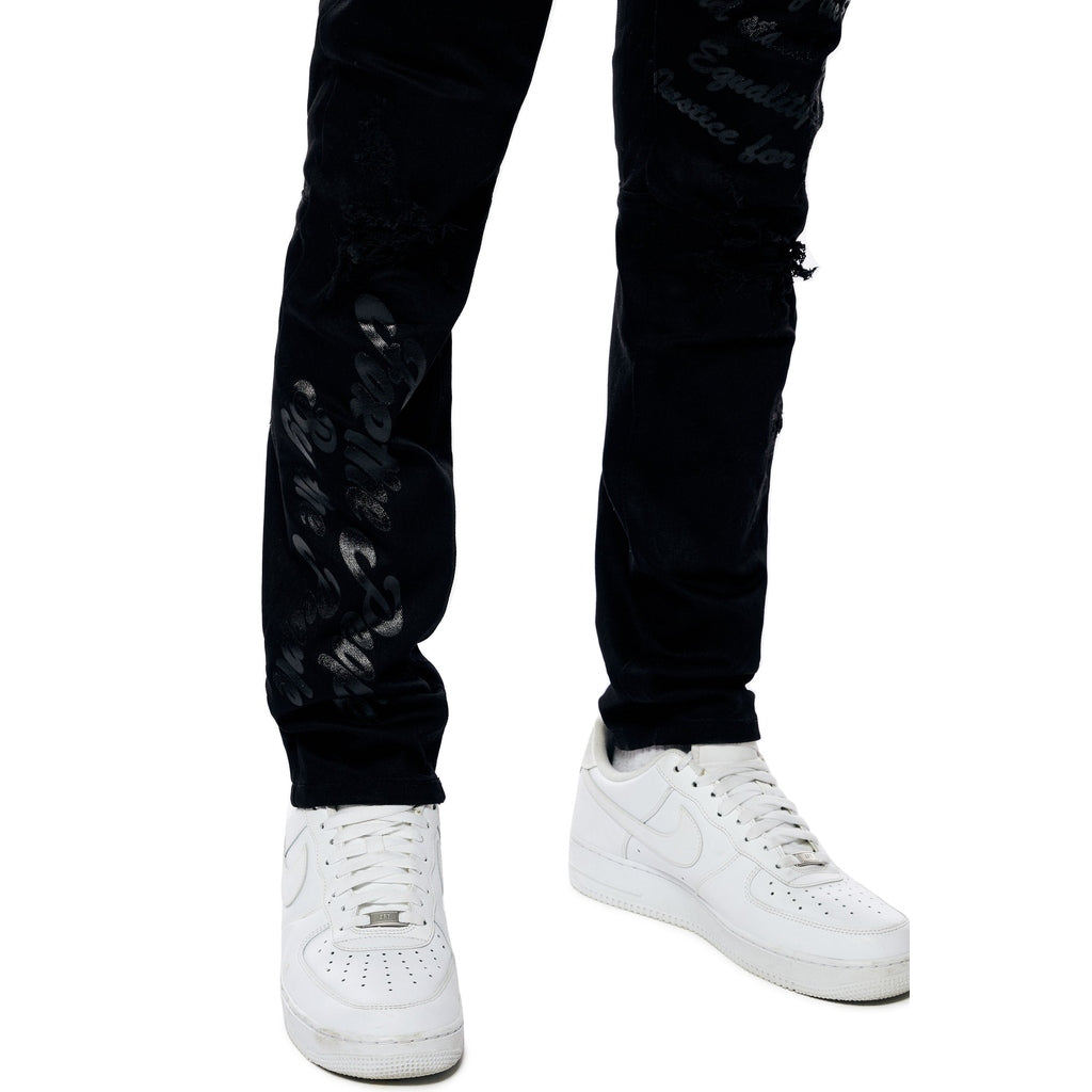 Smoke Rise Rip & Repair Varsity Jeans - Black