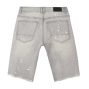 Smoke Rise Distressed Rip & Repair Jean Shorts - Light Grey