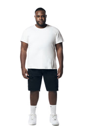 Big and Tall - Garment Washed Twill Cargo Shorts - Black