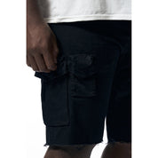 Smoke Rise Big and Tall Big and Tall - Garment Washed Twill Cargo Shorts - Black