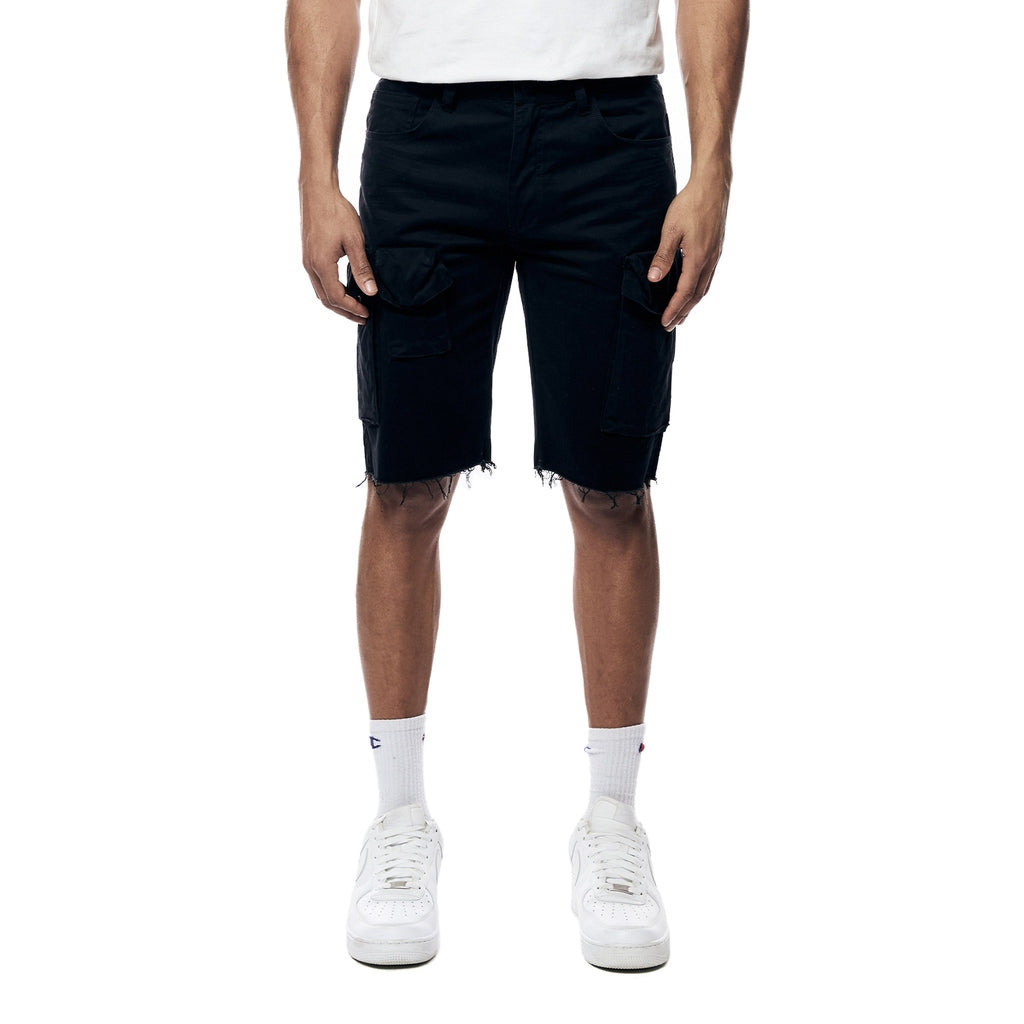 Smoke Rise Garment Washed Twill Cargo Shorts - Black