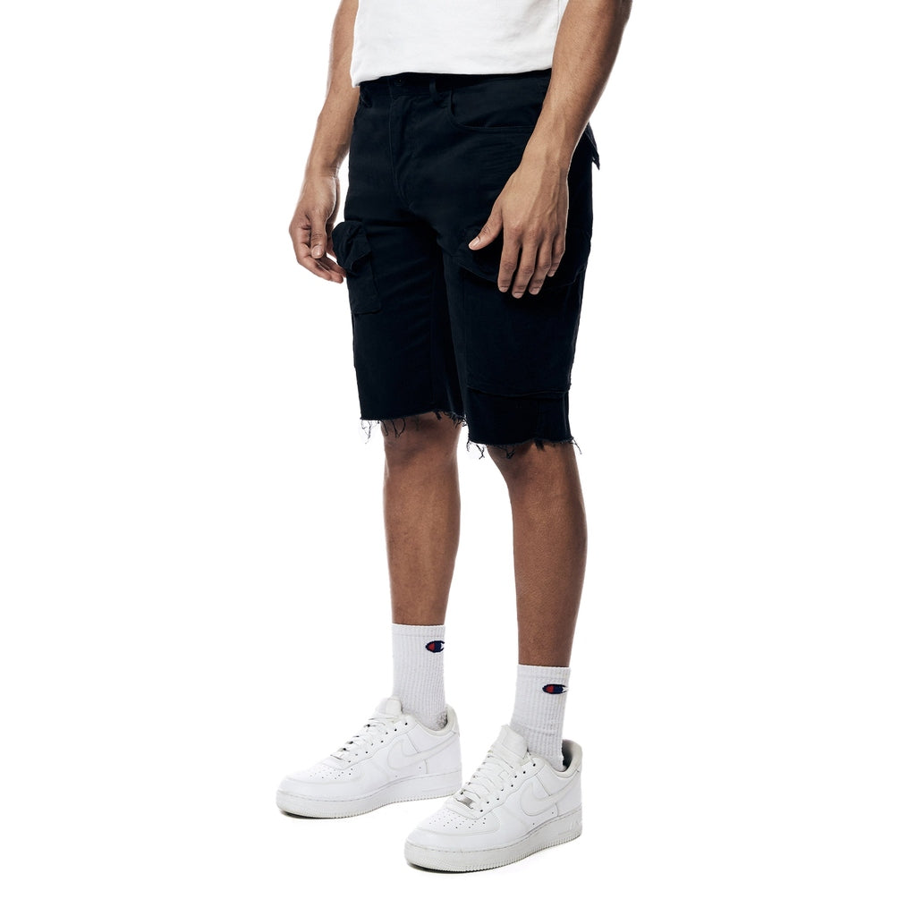 Smoke Rise Garment Washed Twill Cargo Shorts - Black