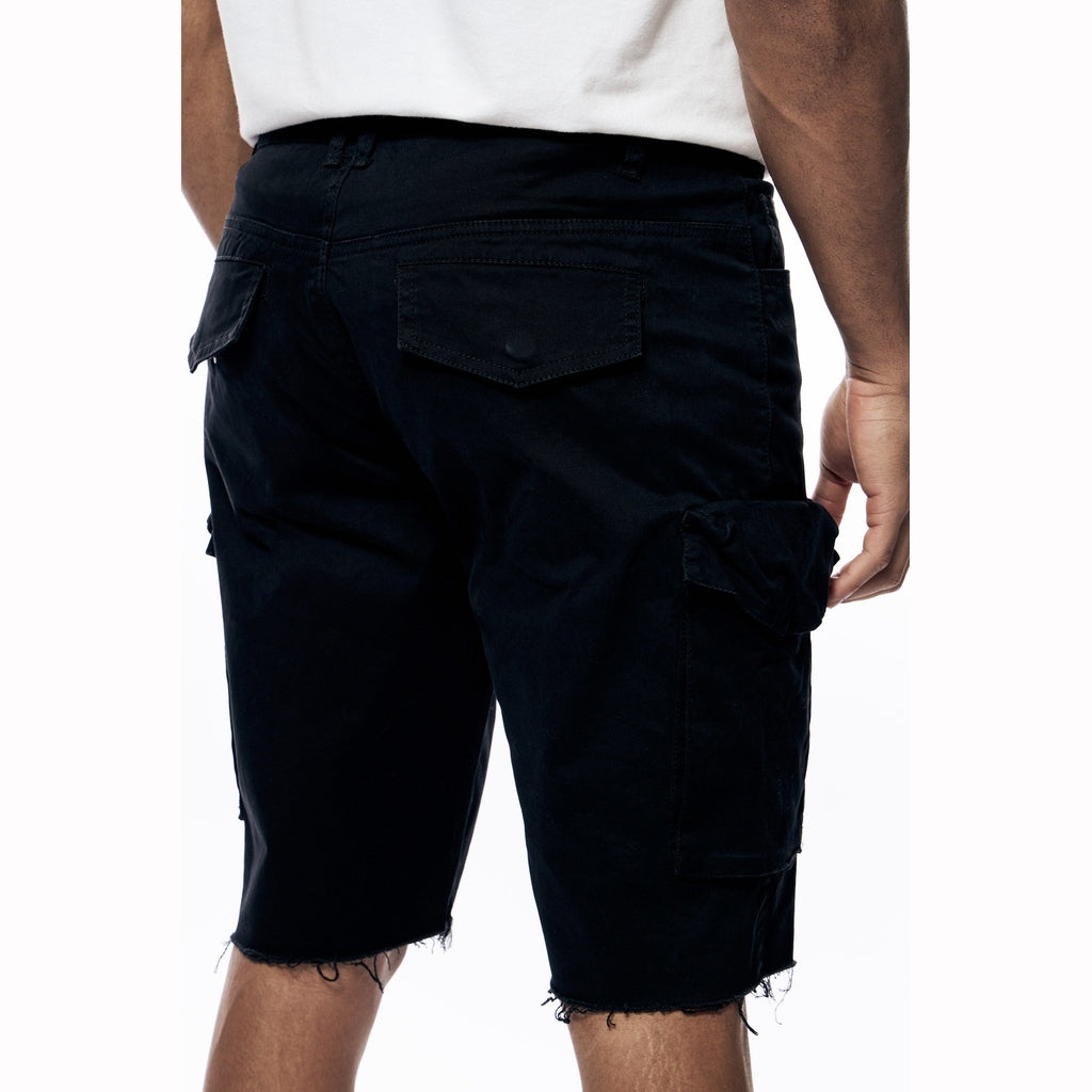 Smoke Rise Garment Washed Twill Cargo Shorts - Black