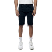 Smoke Rise Gun Shot & Grinding Effects Jean Shorts - Black