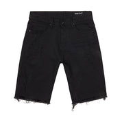 Smoke Rise Gun Shot & Grinding Effects Jean Shorts - Black
