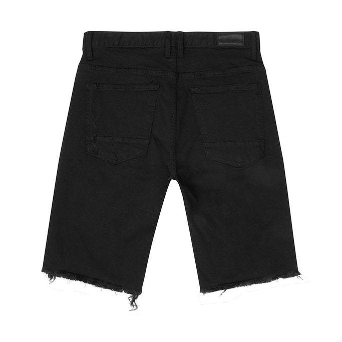 Smoke Rise Gun Shot & Grinding Effects Jean Shorts - Black