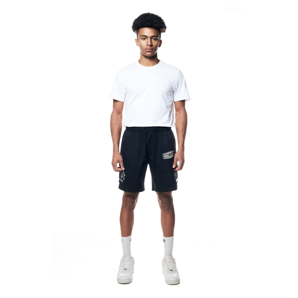 Smoke Rise Printed Twill Workwear Shorts - Black