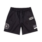 Smoke Rise Printed Twill Workwear Shorts - Black