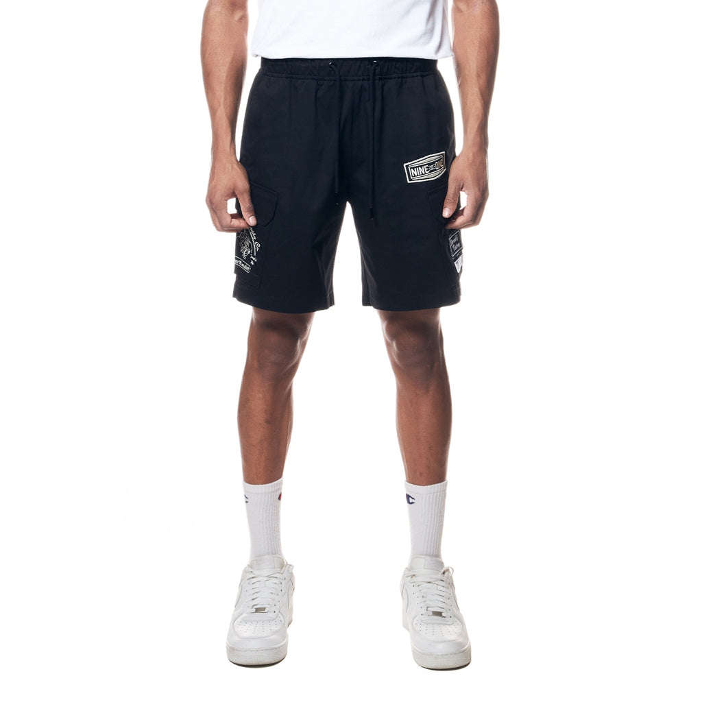 Smoke Rise Printed Twill Workwear Shorts - Black