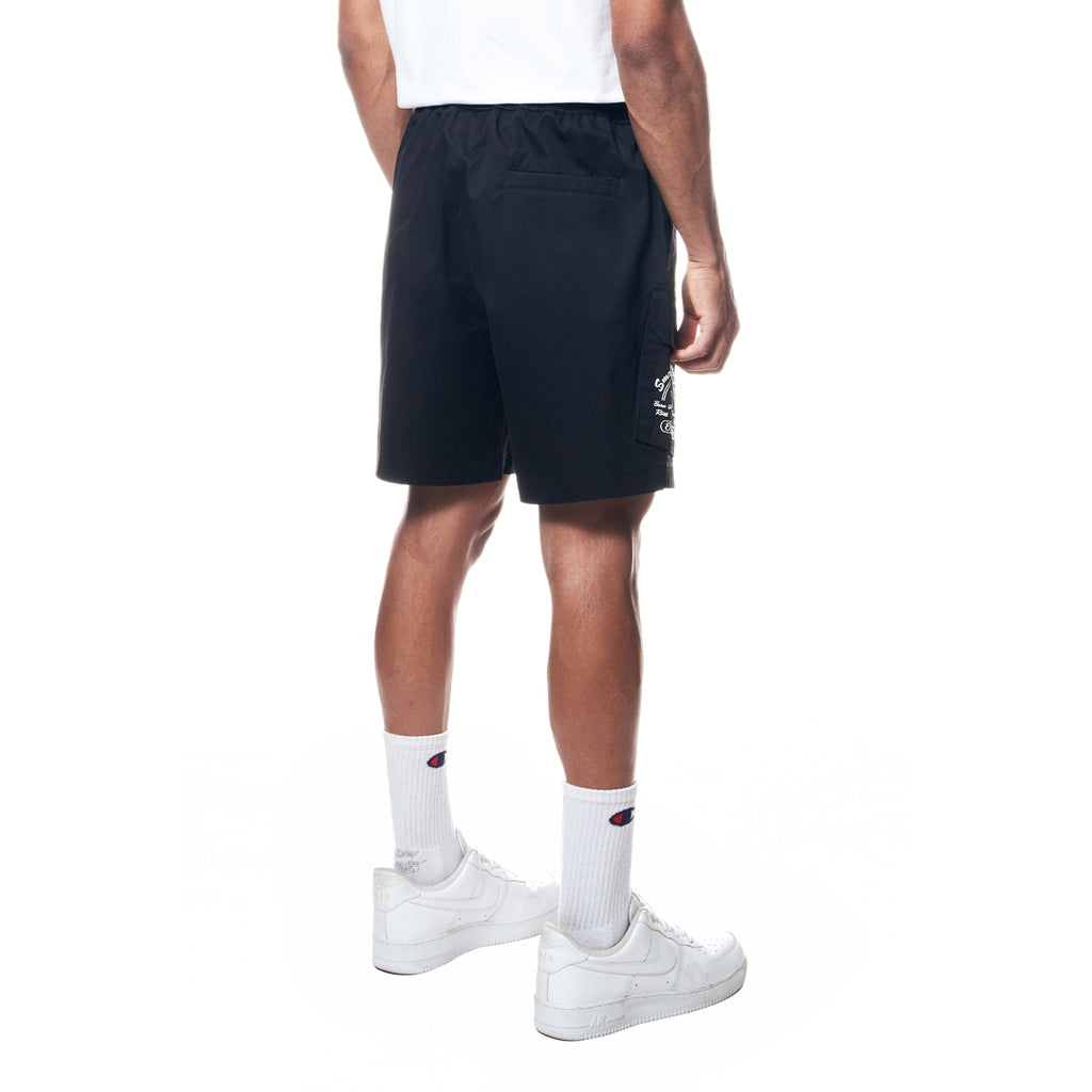 Smoke Rise Printed Twill Workwear Shorts - Black
