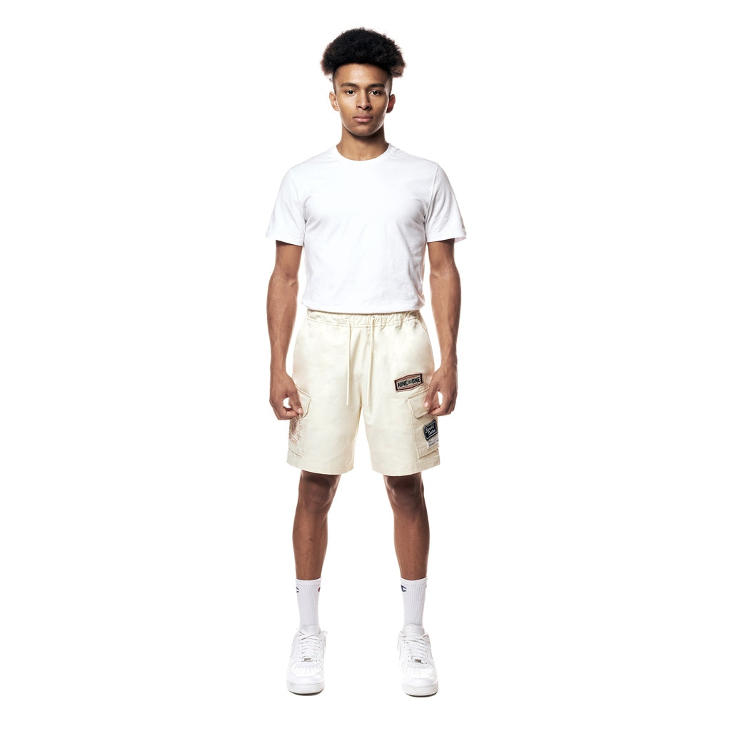 Smoke Rise Printed Twill Workwear Shorts - Ecru