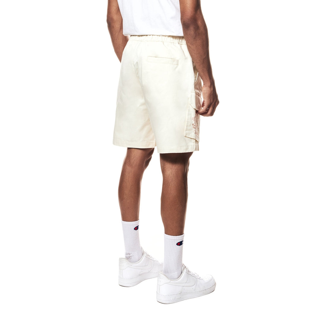 Smoke Rise Printed Twill Workwear Shorts - Ecru