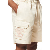 Smoke Rise Printed Twill Workwear Shorts - Ecru