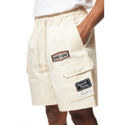 Smoke Rise Printed Twill Workwear Shorts - Ecru