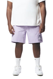 Big and Tall - Printed Twill Workwear Shorts - Dusty Purple