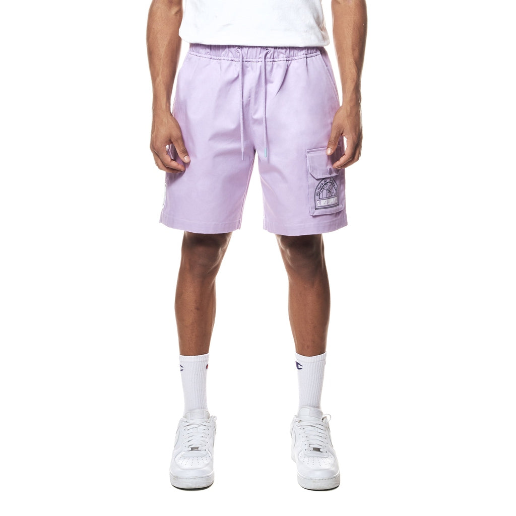 Smoke Rise Printed Twill Workwear Shorts - Dusty Purple