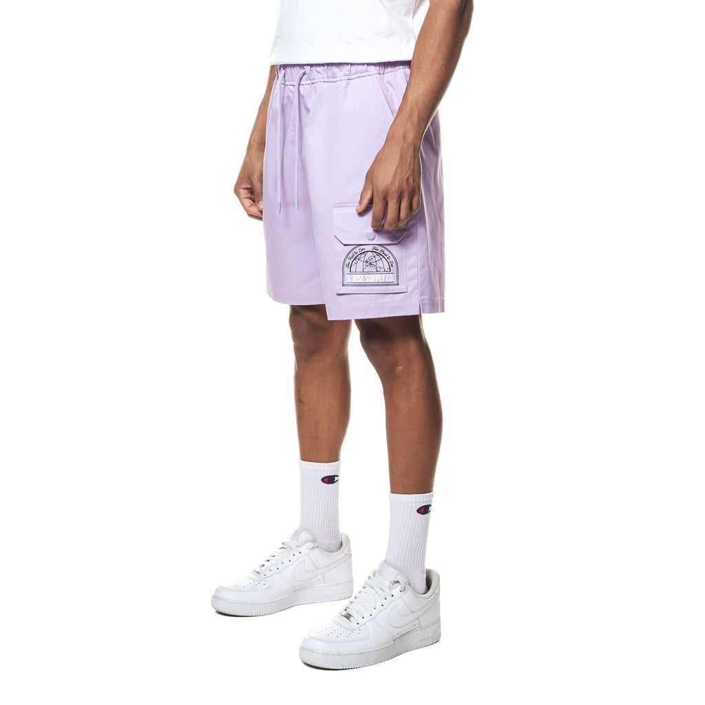 Smoke Rise Printed Twill Workwear Shorts - Dusty Purple