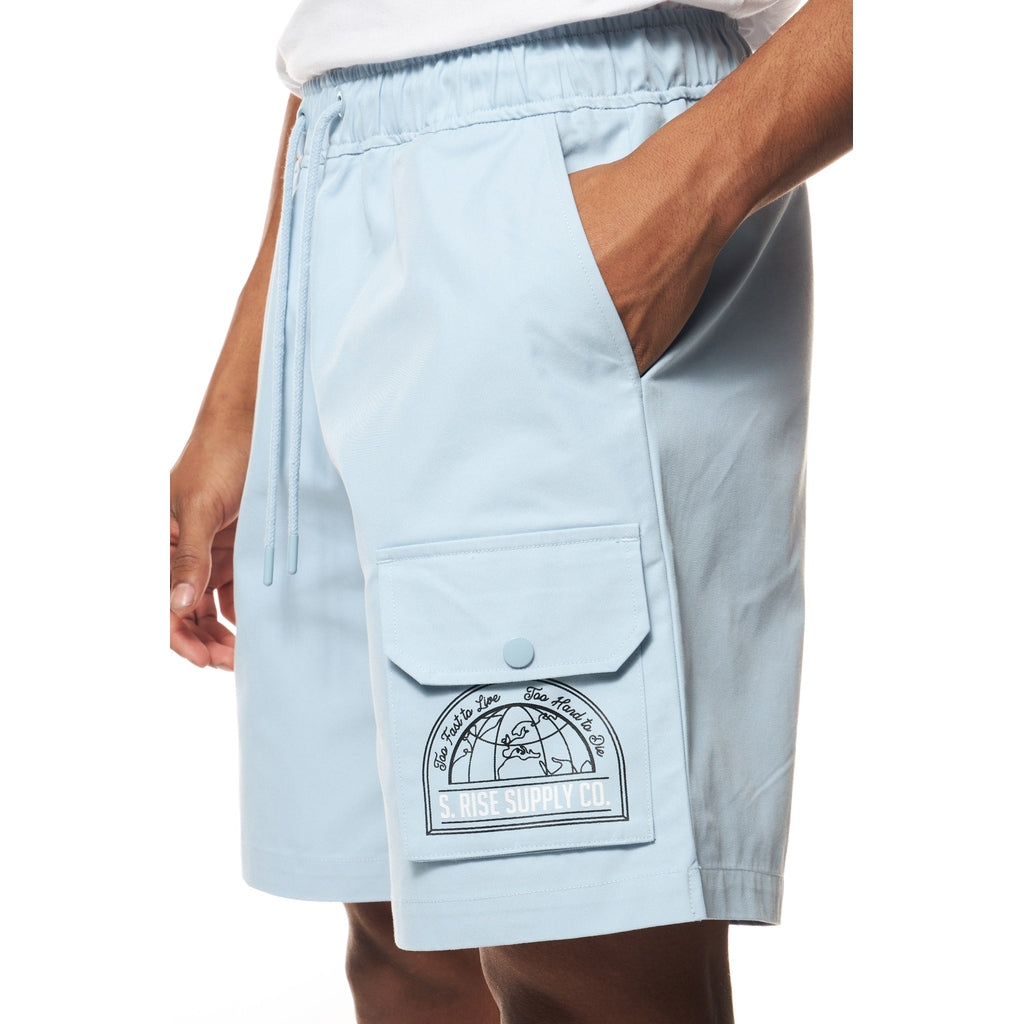 Smoke Rise Printed Twill Workwear Shorts - Seabreeze