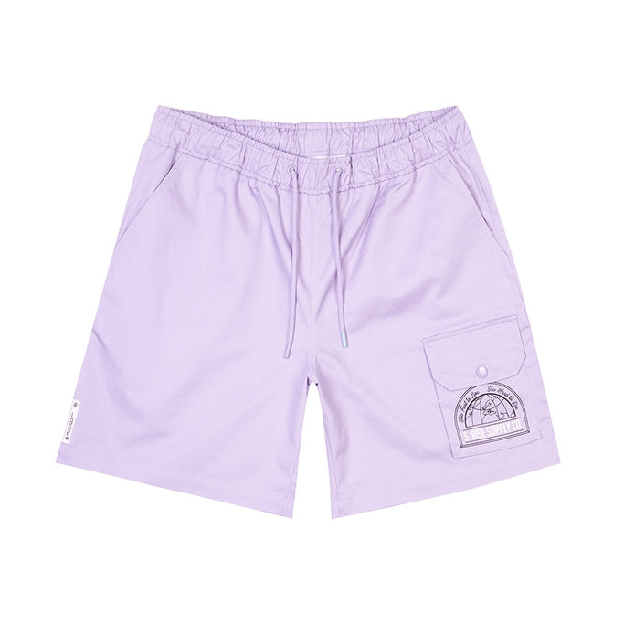 Smoke Rise Printed Twill Workwear Shorts - Dusty Purple