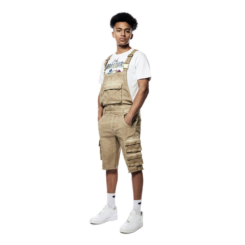 Pigment Dyed Utility Twill Overall Shorts