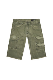 Pigment Dyed Twill Utility Shorts - Vintage Army