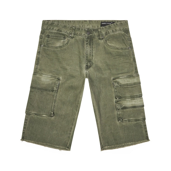 Smoke Rise Pigment Dyed Twill Utility Shorts - Vintage Army