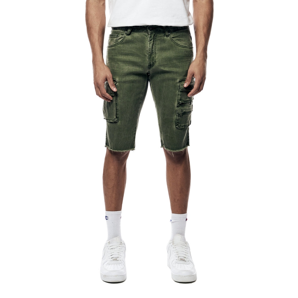 Smoke Rise Pigment Dyed Twill Utility Shorts - Vintage Army