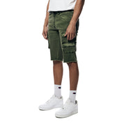 Smoke Rise Pigment Dyed Twill Utility Shorts - Vintage Army