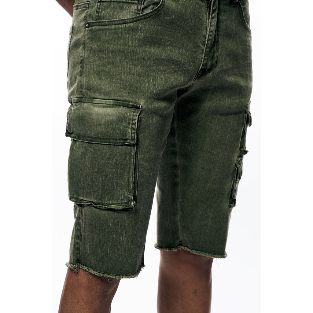 Smoke Rise Pigment Dyed Twill Utility Shorts - Vintage Army
