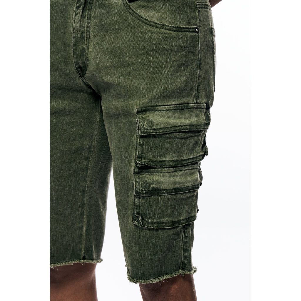 Smoke Rise Pigment Dyed Twill Utility Shorts - Vintage Army