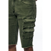 Smoke Rise Pigment Dyed Twill Utility Shorts - Vintage Army