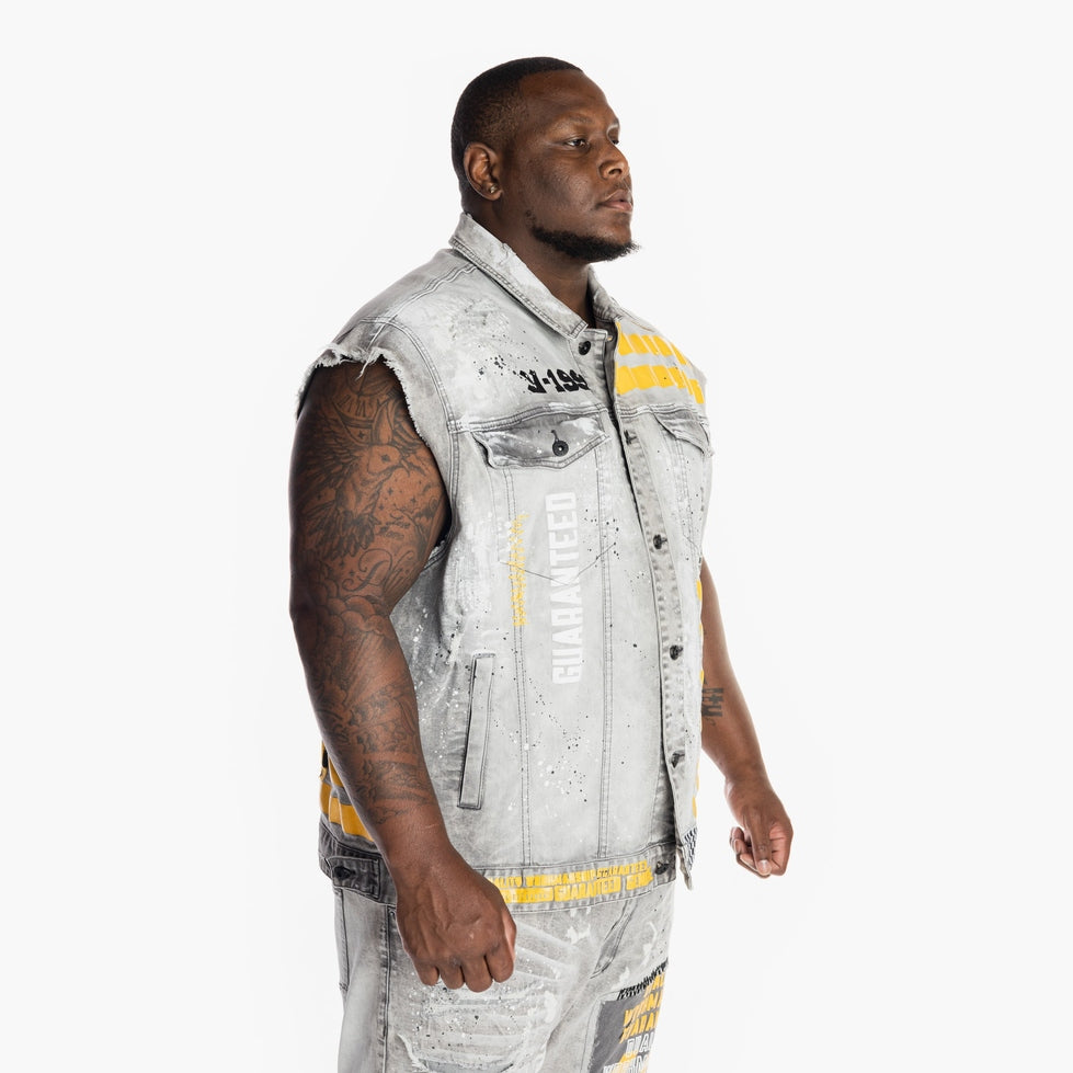 Smoke Rise Big and Tall Big and Tall Utility Fashion Denim Vest - Frost Grey