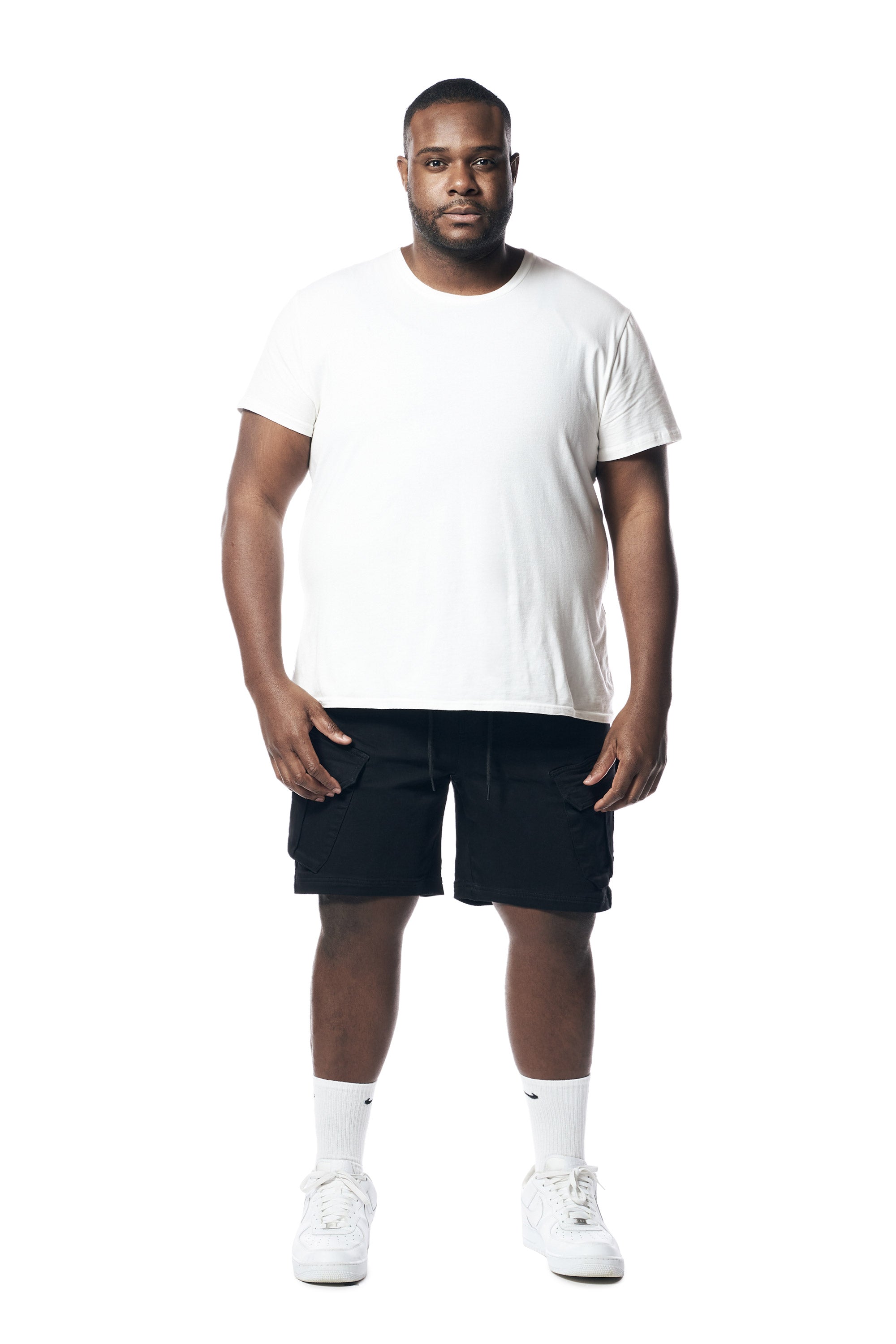 Big and Tall - Essential Knit Twill Cargo Shorts - Black