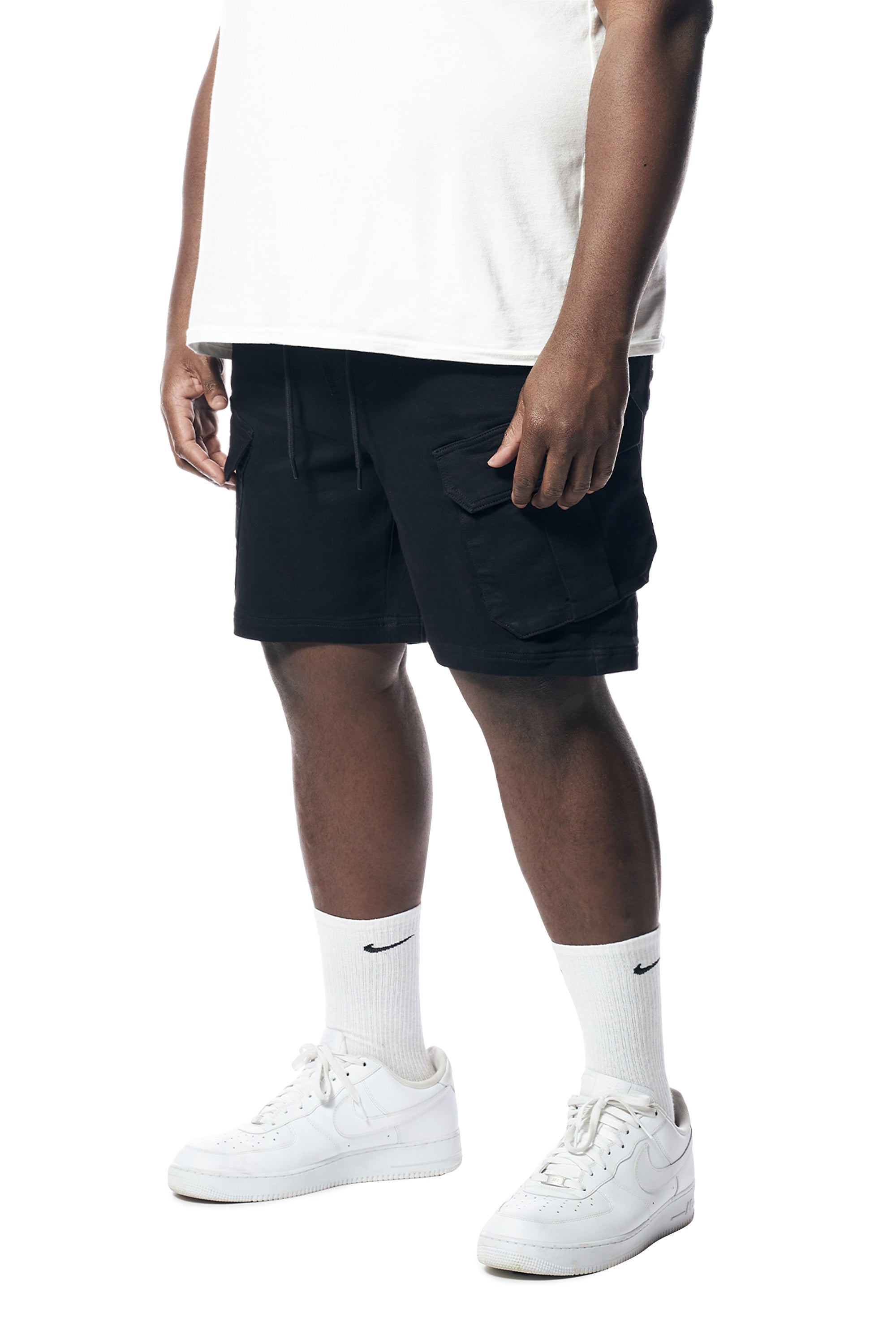 Big and Tall - Essential Knit Twill Cargo Shorts - Black