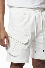Essential Knit Twill Cargo Shorts - White