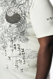 Big and Tall - Printed Tattoo Tee Shirt - Ecru