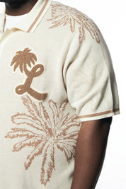 Big and Tall - Varsity Knit Jacquard Resort Shirt - Ecru