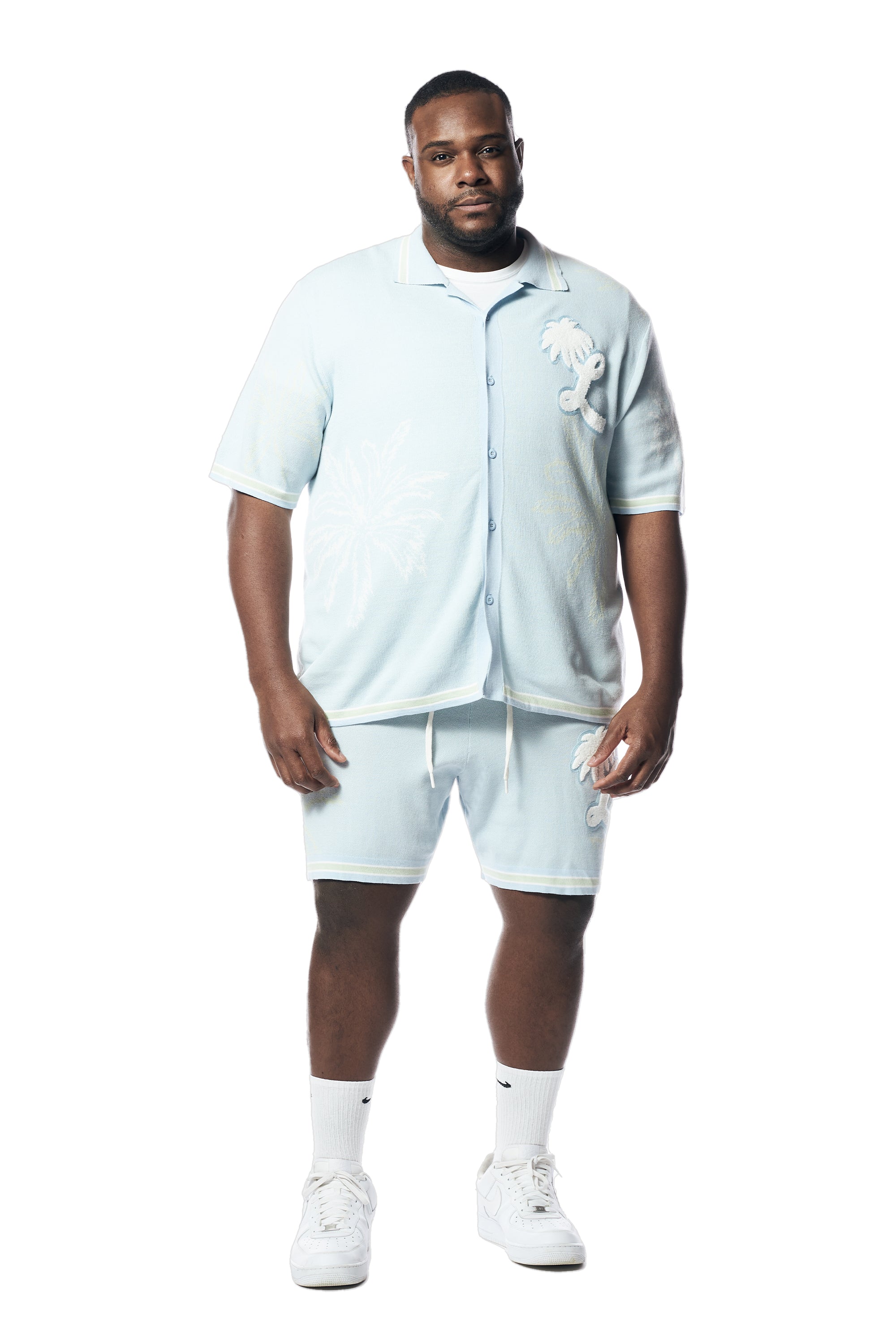 Big and Tall - Varsity Knit Jacquard Resort Shirt - Seabreeze