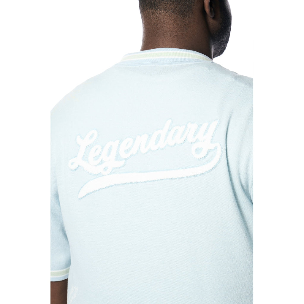 Smoke Rise Big and Tall Big and Tall - Varsity Knit Jacquard Resort Shirt - Seabreeze